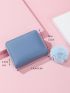 Pom Pom Charm Letter Graphic Small Wallet