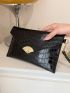 Crocodile Embossed Twist Lock Square Bag