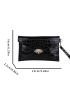 Crocodile Embossed Twist Lock Square Bag
