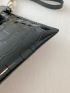 Crocodile Embossed Twist Lock Square Bag