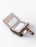 Buckle Decor Zipper Around Small Wallet