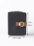 Buckle Decor Zipper Around Small Wallet