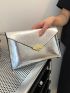 Metallic Crocodile Embossed Twist Lock Square Bag