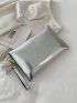Metallic Crocodile Embossed Twist Lock Square Bag