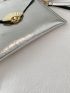 Metallic Crocodile Embossed Twist Lock Square Bag
