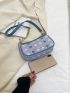 Mini Allover Graphic Metal Letter & Chain Decor Baguette Bag