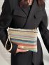 Colorblock Straw Bag