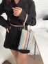 Colorblock Straw Bag