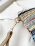 Colorblock Straw Bag