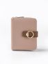 Buckle Decor Zipper Around Small Wallet