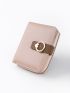 Buckle Decor Zipper Around Small Wallet