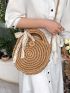 Lace Decor Straw Bag