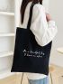 Slogan Graphic Canvas Shopper Bag