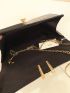 Glitter Decor Metal Lock Flap Square Bag