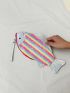 Color Block Sequin Decor Fish Design Coin Purse