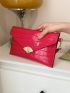 Crocodile Embossed Metal Decor Flap Square Bag