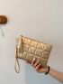 Quilted Studded & Tassel Decor Square Bag With Wristlet
