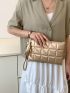 Quilted Studded & Tassel Decor Square Bag With Wristlet