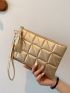 Quilted Studded & Tassel Decor Square Bag With Wristlet