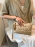 Quilted Studded & Tassel Decor Square Bag With Wristlet