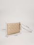 Quilted Studded & Tassel Decor Square Bag With Wristlet