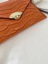 Crocodile Embossed Twist Lock Square Bag