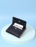 Letter Graphic Crocodile Embossed Color Block Small Wallet