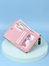Letter Graphic Crocodile Embossed Color Block Small Wallet