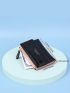 Letter Graphic Crocodile Embossed Color Block Small Wallet