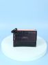 Letter Graphic Crocodile Embossed Color Block Small Wallet