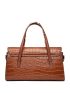 3pcs Crocodile Embossed Twilly Scarf Decor Top Handle Bag Set