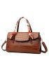 3pcs Crocodile Embossed Twilly Scarf Decor Top Handle Bag Set