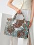 Floral Embroidered Top Handle Bag