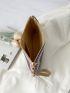 Color Block Zipper Straw Bag