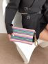 Color Block Zipper Straw Bag