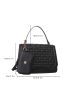 Minimalist Geometric Embossed Flap Square Bag With Small Pouch
