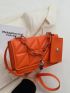 Quilted Chain Decor Flap Square Bag With Coin Purse