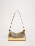 Metallic Textured Baguette Bag