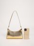 Metallic Textured Baguette Bag