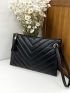 Chevron Tassel Decor Square Bag