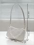 Crocodile Embossed Chain Baguette Bag