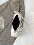 Crocodile Embossed Chain Baguette Bag