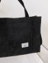 Patch Detail Large Capacity Shoulder Tote Bag