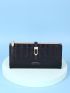 Crocodile Embossed Letter Graphic Long Wallet