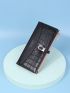 Crocodile Embossed Letter Graphic Long Wallet