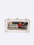 Rhinestone Decor Ruched Chain Square Bag