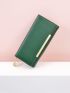 Metal Detail Flap Long Wallet