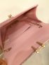Glitter Decor Metal Lock Flap Square Bag