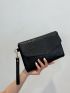 Metallic Crocodile Embossed Flap Square Bag