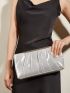 Metallic Metal Decor Ruched Bag